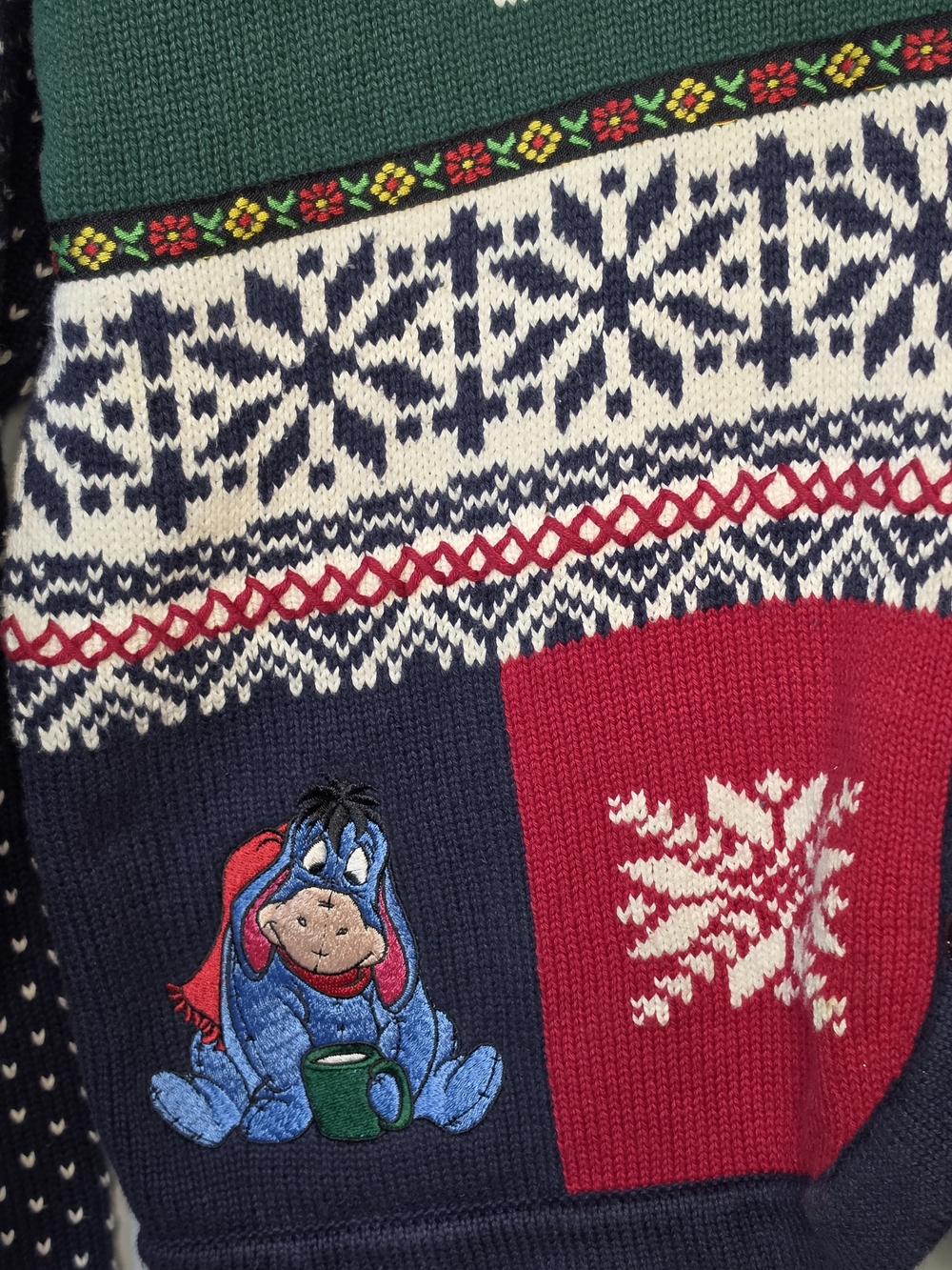 Vintage Disney Store Christmas Cardigan Sweater Cottage Core AS-IS - Picture 5 of 14